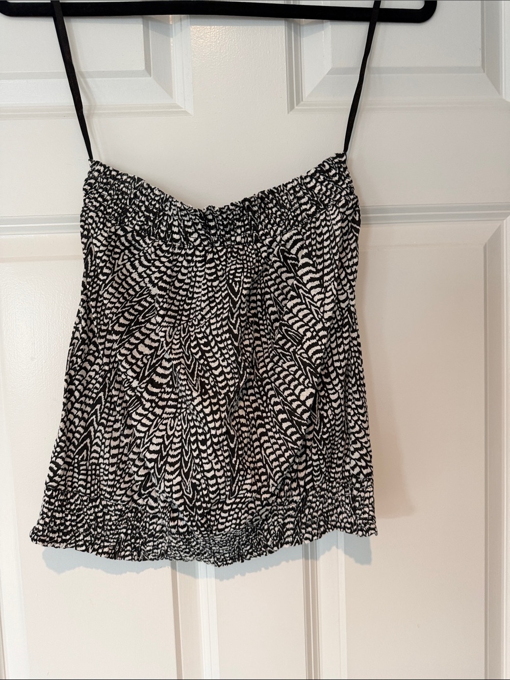 Anthropologie Black and White Printed Strapless Top